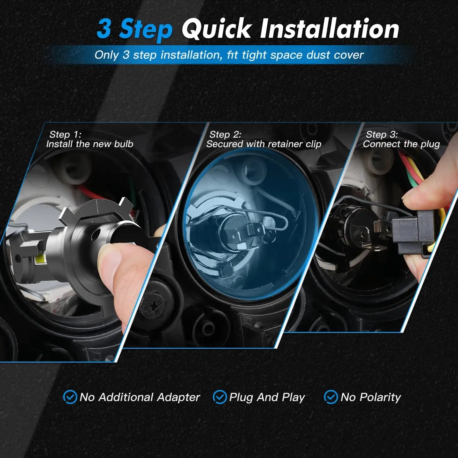 Bevinsee 12000LM LED Headlight Bulbs 70W CANBUS 6000K