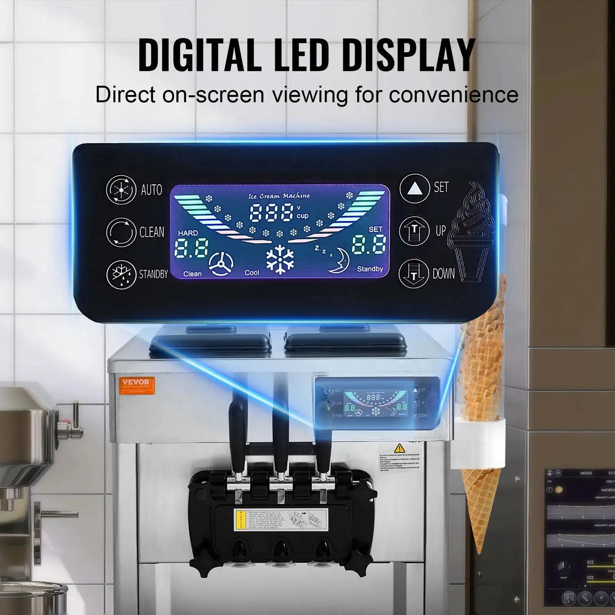 1850W 3 Flavor Soft Serve Ice Cream Maker