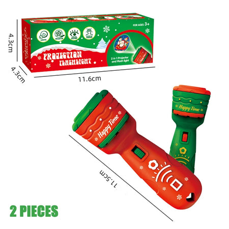 Kids Projector Flashlight Toy &ndash; Fun Christmas Pattern for Early Education 2 Pieces