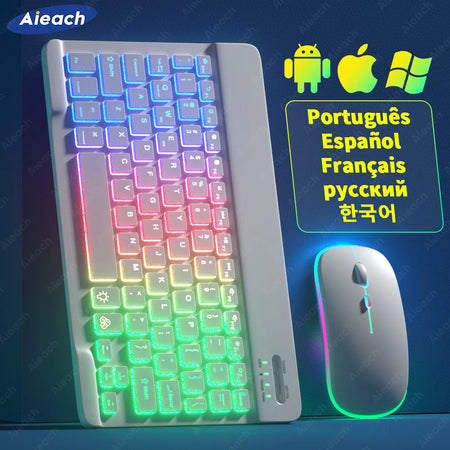 Rainbow Backlit Tablet Keyboard For Android iOS &ndash; Bluetooth