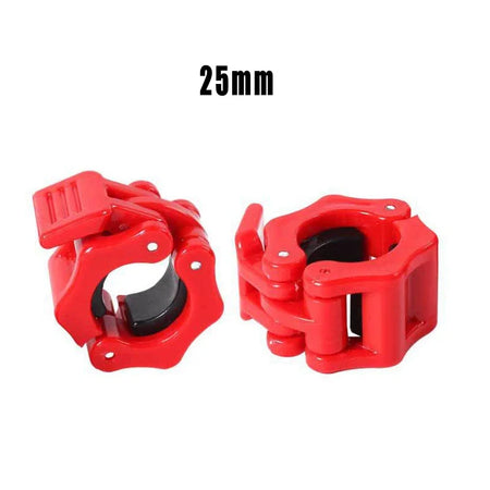 Premium Barbell Collar Locks - Secure &amp; Durable Weight Lifting Clips Red-25mm 1Pair