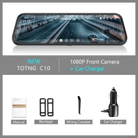 10&quot; Touch Screen Mirror Cam with Dual 1080P No Rear Camera / 32G