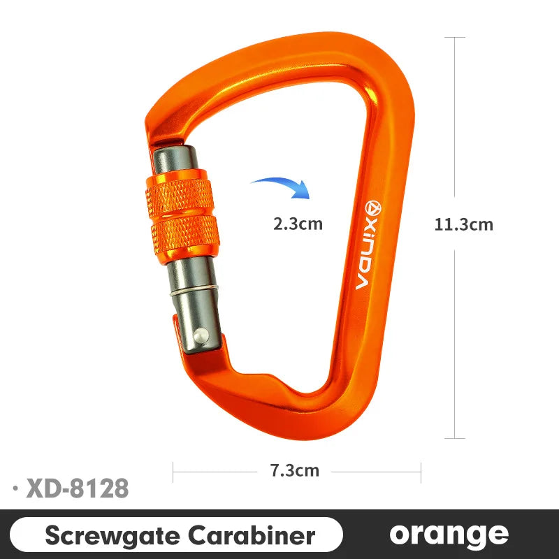 Xinda Outdoor Carabiner For Rock Climbing &ndash; 30kN Load Screw Orange