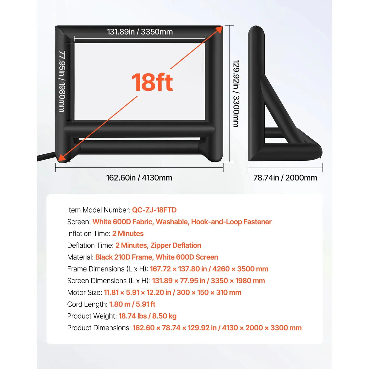 Inflatable Projector Screen 14 To 20 Ft Outdoor 18FT / france