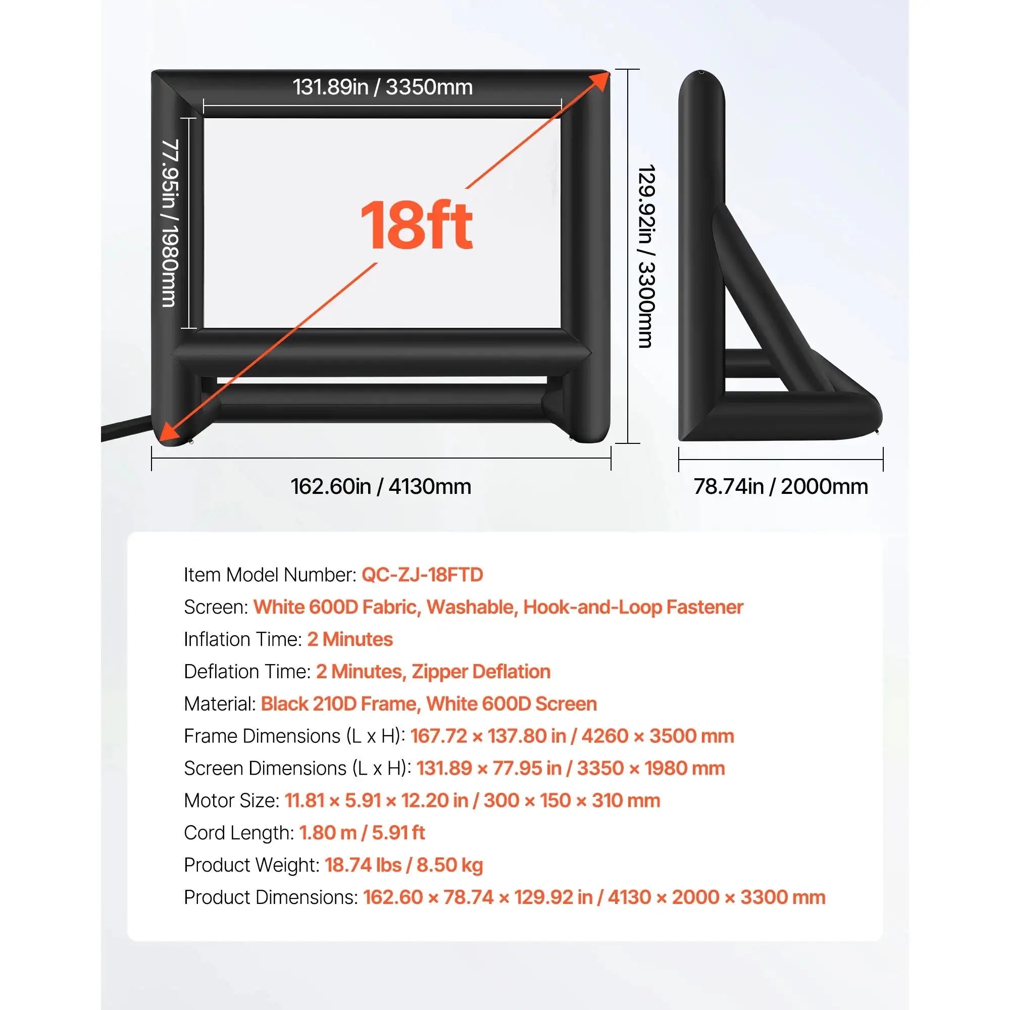 Inflatable Projector Screen 14 To 20 Ft Outdoor 18FT / france