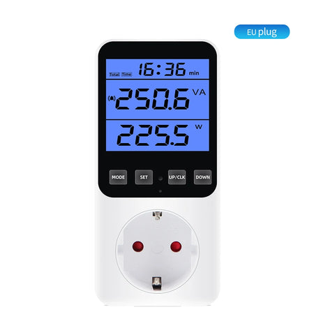 Digital Wattmeter 220V EU Plug &ndash; Energy Usage Monitor Blue Backlight