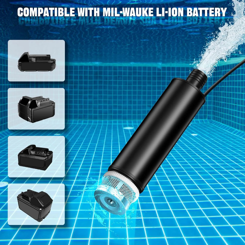 Pompa submersibilă fără fir de 635GPH compatibilă cu Milwaukee 18V