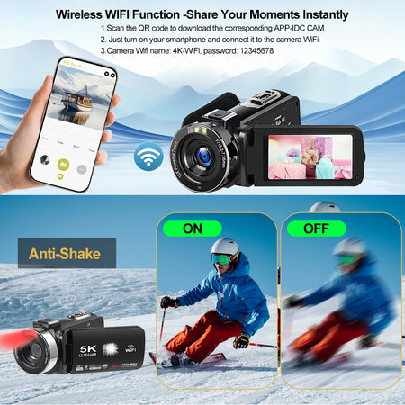 Ourlife 5K Digital Camera &ndash; 18X Digital Zoom with Rotatable Touch Screen