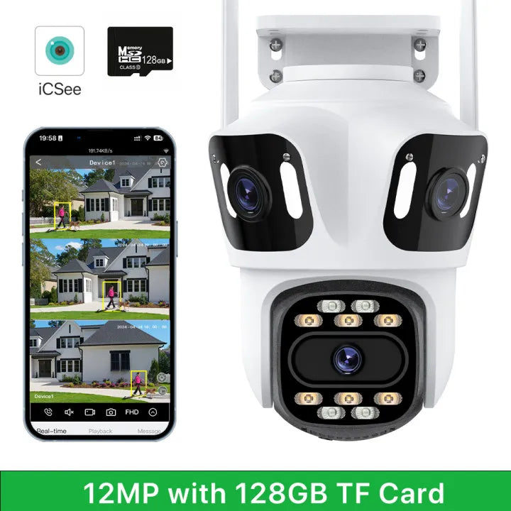 12MP WiFi PTZ Security Camera 12MP Add 128G / US Plug