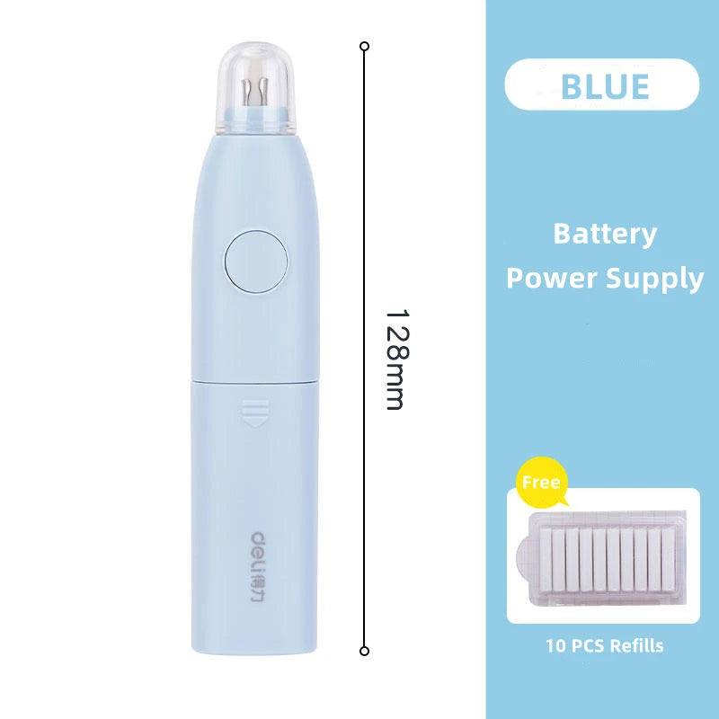 Deli Adjustable Electric Eraser for Artists and Students with Rubber Refills 71073 Blue