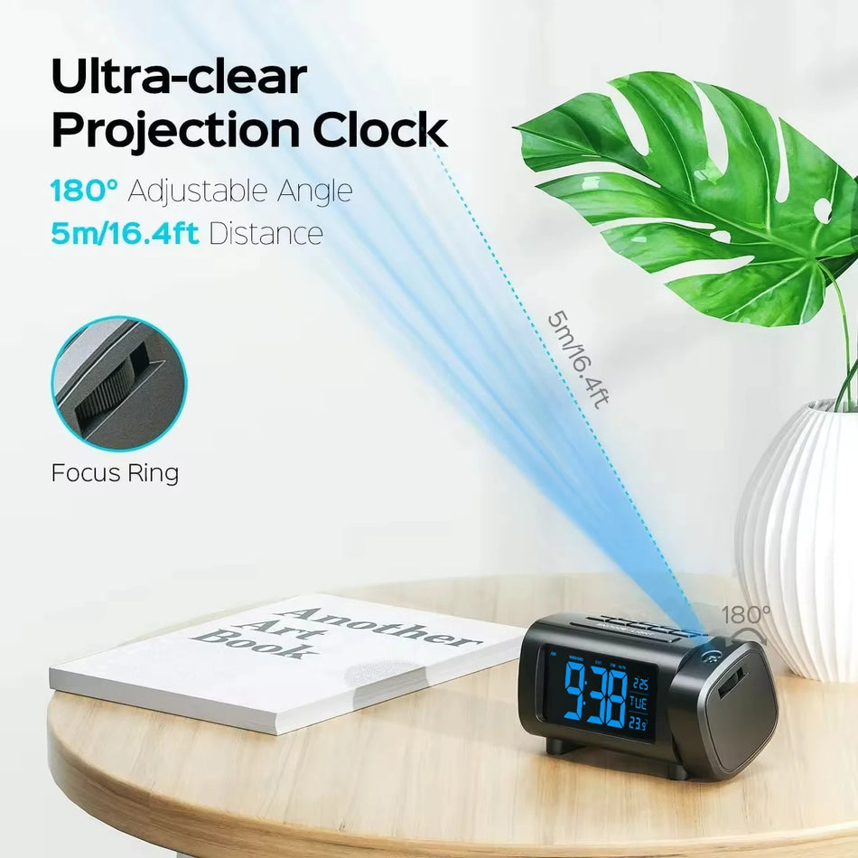NOKLEAD Digital Projection Alarm Clock &ndash; Adjustable Dimmer Function