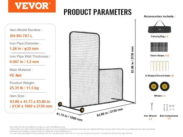 XH-SH-7X7-L &ndash; Portable Batting Screen With Carry Bag With Wheel / spain