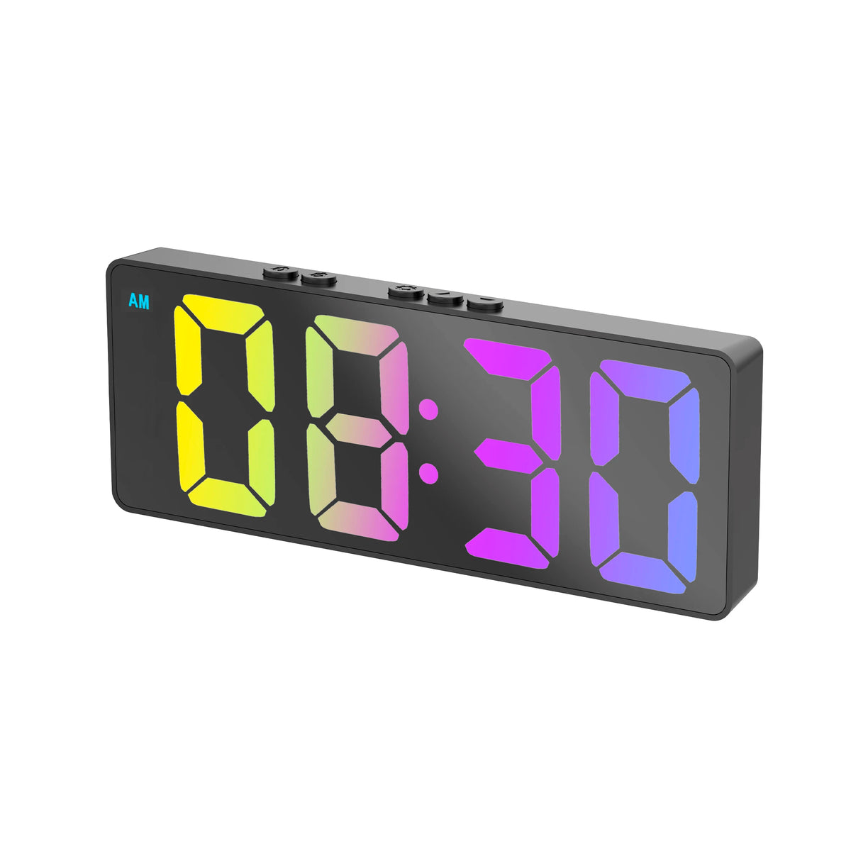 NieNie Dual Alarm LED Clock with Voice Control and Temperature Display Black Colorful