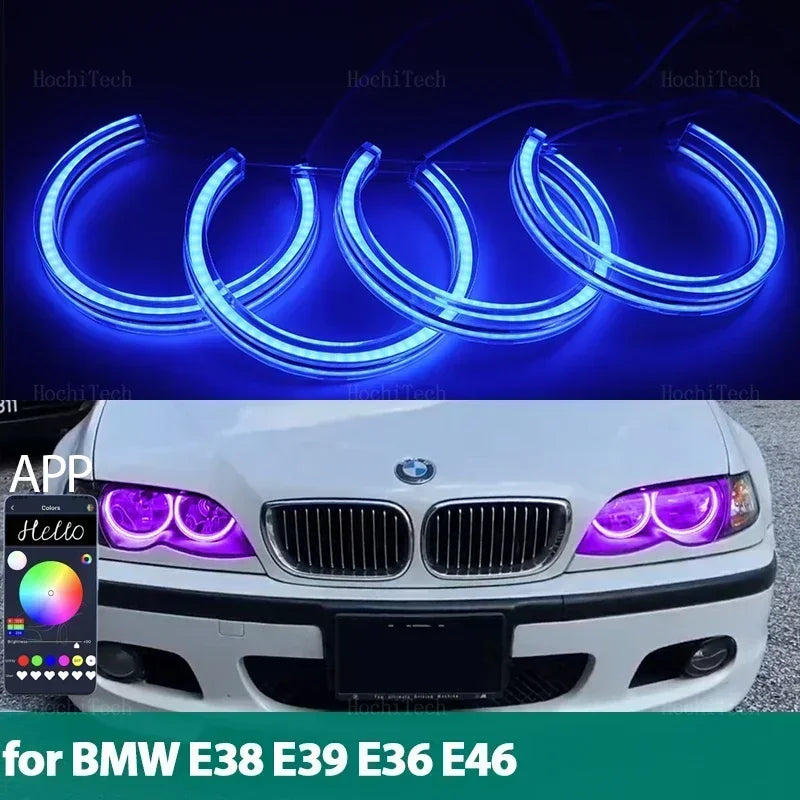 RGB LED-enkeli silmät renkaat sovelluskontrollilla BMW 3 5 7 -sarja E36 E46 E39