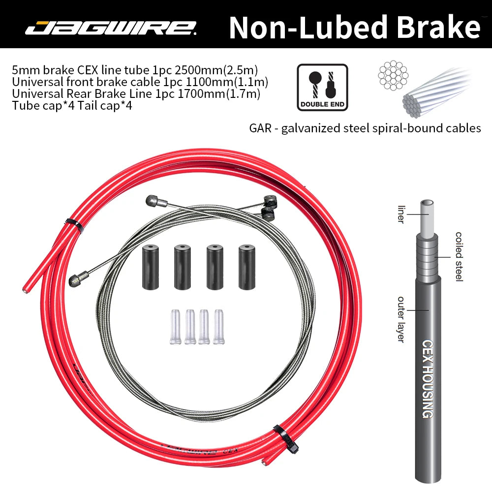 JAGWIRE MTB Road Bike Cable Set &ndash; Durable Brake and Shift Performance Brake-CEX  Red