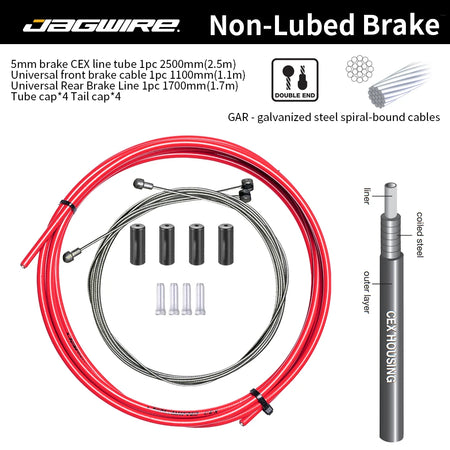 JAGWIRE MTB Road Bike Cable Set &ndash; Durable Brake and Shift Performance Brake-CEX  Red