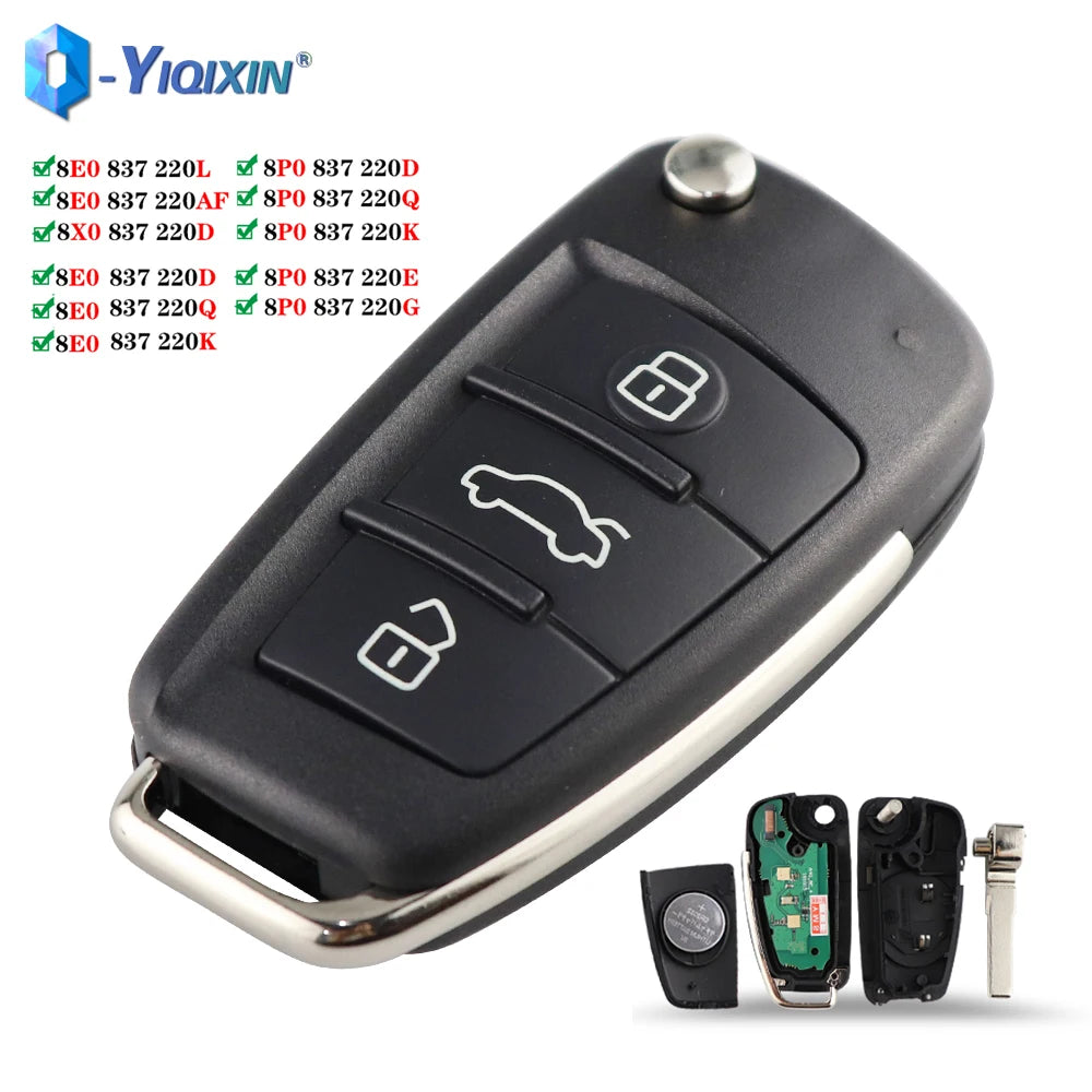 High-Quality 315/433Mhz Audi Remote Car Key ID48 for Q7 B7 Q3 A3 TT A2 A8 A6 A6L A4 S5 C5 C6 B6 A4L A5 Q5 S RS Models - Uncut Blade, No Logo