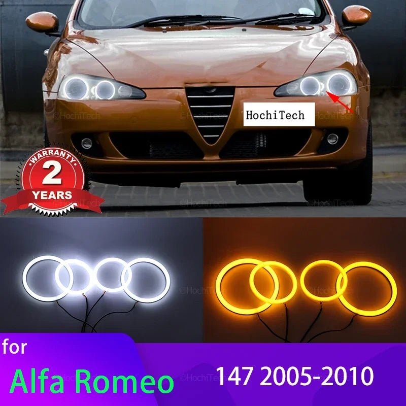 Žibintų rinkinys su LED angelo akimis ir DRL Alfa Romeo 147