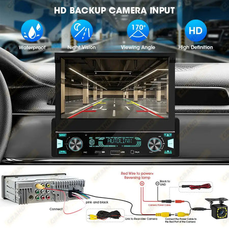 1DIN 7Inch MP5 Car Radio Player FM AM RDS Automatic Retractable IPS Touch Screen Wireless CarPlay Android Auto Car Stereo GPS by InterCyprus Trading Ltd