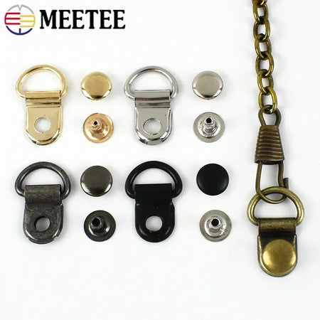 10/20/50Sets 9*14mm Metal D Ring Buckle Hiking Climbing Boots Connector Clasp Bag Strap Shoes Carabiner Installation Nails Craft