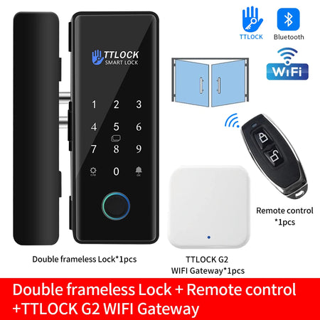 Bluetooth TTLOCK Glass Door Lock &ndash; Biometric Access double-remote-G2