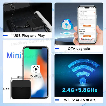 Mini 3.0 Wireless CarPlay Box OTA Upgrade Plug And Play