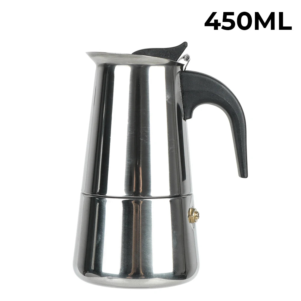 Elegant Stainless Steel Moka Coffee Maker &ndash; Brew 2 to 9 Cups of Mocha Espresso and Lattes 450ml