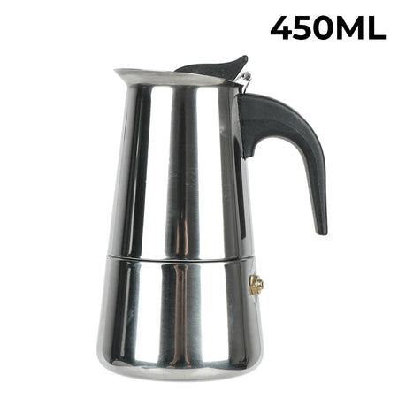 Elegant Stainless Steel Moka Coffee Maker &ndash; Brew 2 to 9 Cups of Mocha Espresso and Lattes 450ml