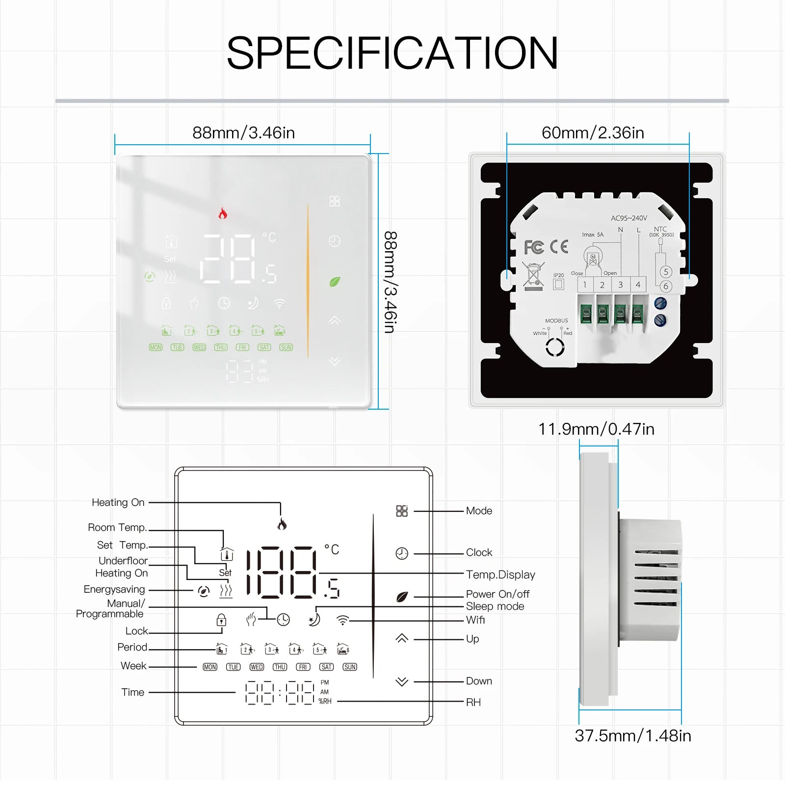 MOES Zigbee Thermostat 5A16A &ndash; Programmable Floor Heating