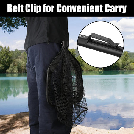 Floating Fishing Net with Telescopic Pole - Easy Catch &amp; Release for Saltwater and Freshwater