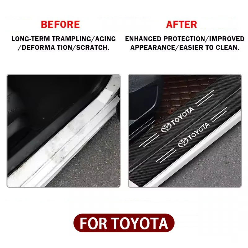 Αυτοκόλλητα Πλακών Προστασίας Ποδιών Πόρτας Αυτοκινήτου Toyota RAV4 με Σχέδιο από Ανθρακονήματα, Αδιάβροχα και Ανθεκτικά σε Γρατζουνιές