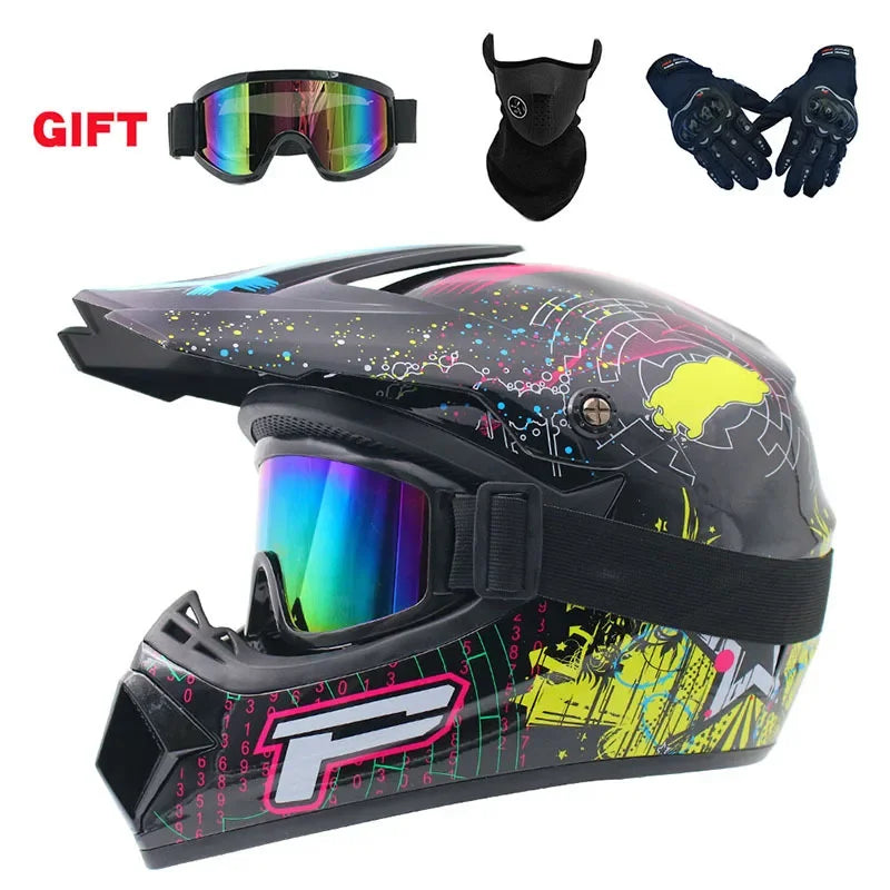Premium Full Face Off-Road Motorcycle Helmet with 3 Free Gifts
