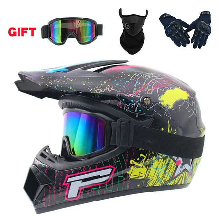 Premium Full Face Off-Road Motorcycle Helmet with 3 Free Gifts