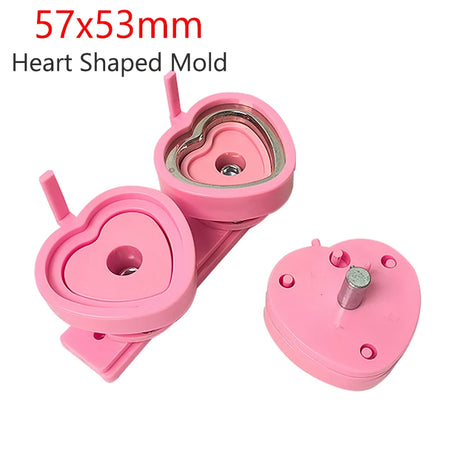 32mm 58mm 75mm Badge Button Mold &ndash; Interchangeable Dies Pink Heart 57x53mm
