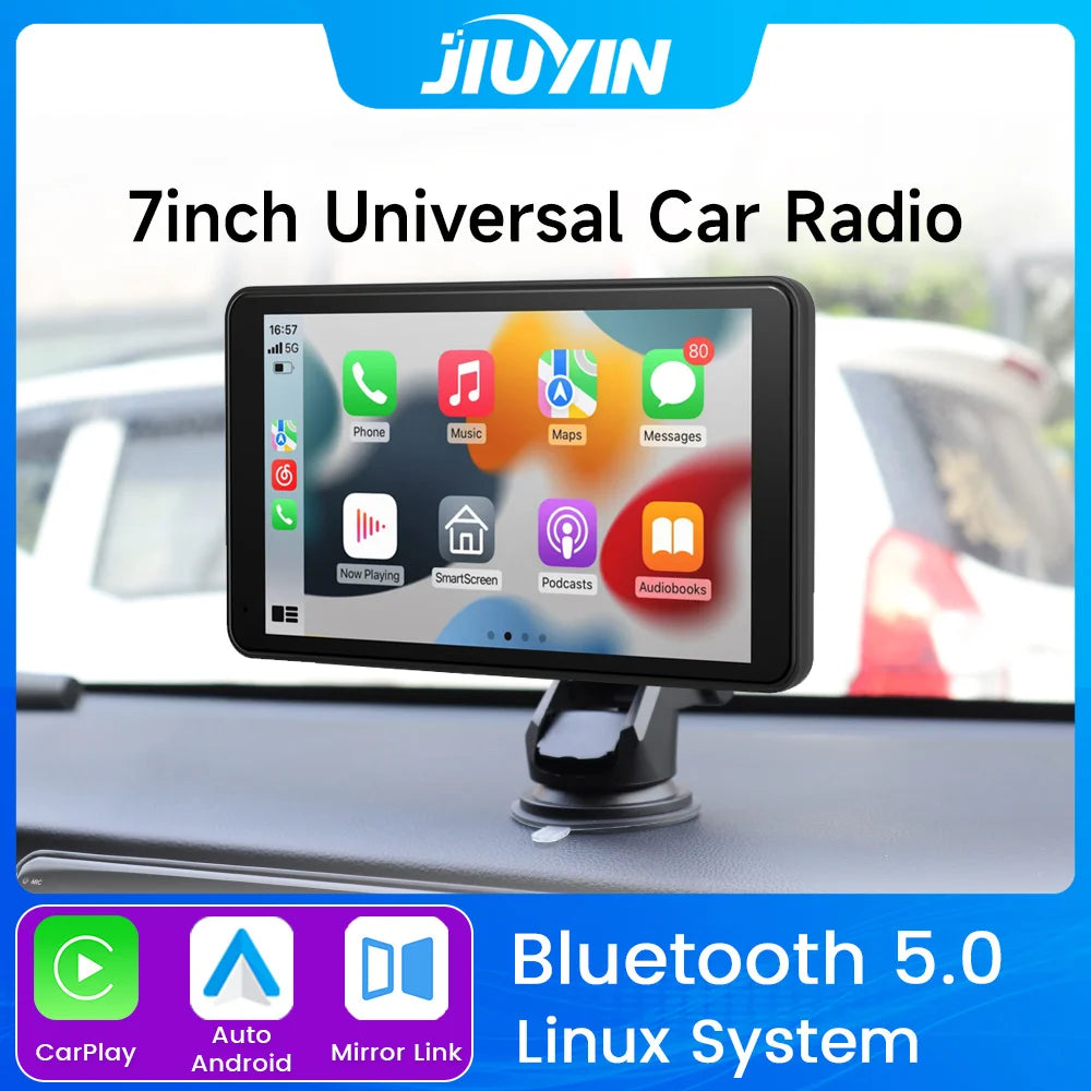 7-Inch Universal Car Radio Multimedia Player with GPS, Wireless CarPlay &amp; Android Auto
