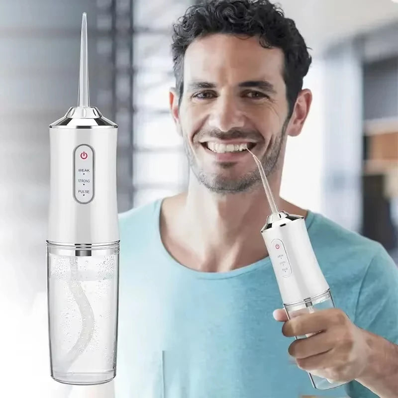Portable Electric Dental Water Flosser with 4 Nozzles and 3 Modes