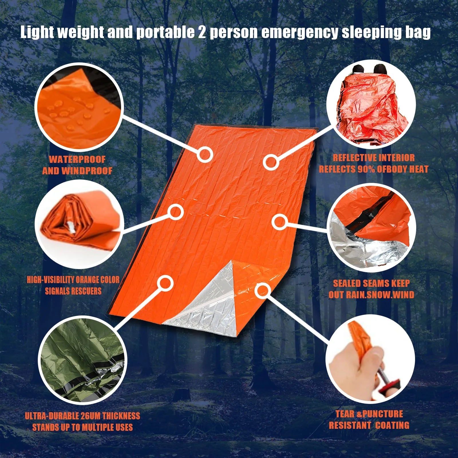 NoEnName_Null Portable Waterproof Emergency Survival Sleeping Bag