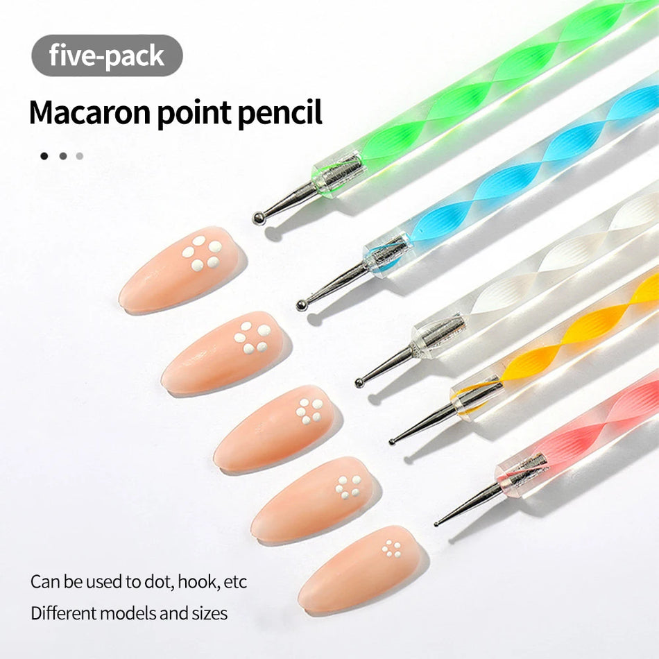 YIKOOLIN 5Pcs Dotting Pen Tool Nail Art Kit &ndash; 2 Way Dotting