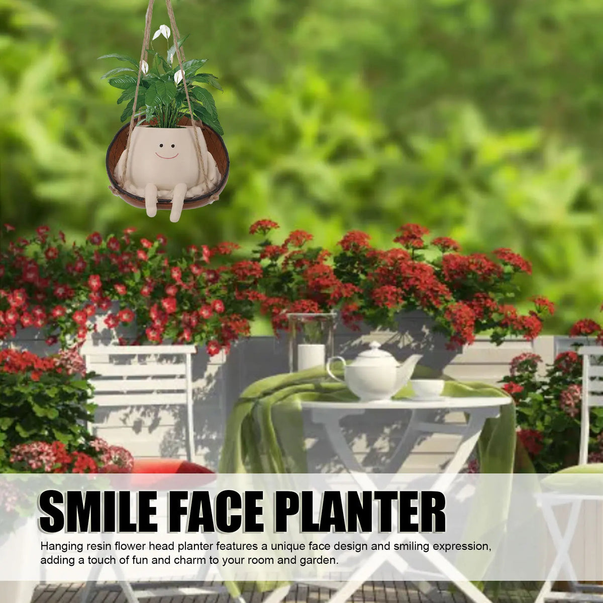 Swing Face Planter Pot &ndash; Weatherproof Indoor Decor Fun