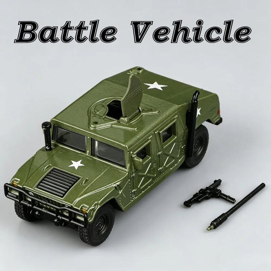 Model de mașină de luptă din metal, diecast, 1:64, cu roți glisante.