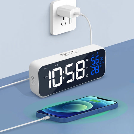 Niditon Dual Alarm Digital Clock with Temperature and Humidity Display