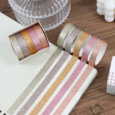 5Rolls Glitter Washi Tape Set &ndash; Great for Scrapbooking