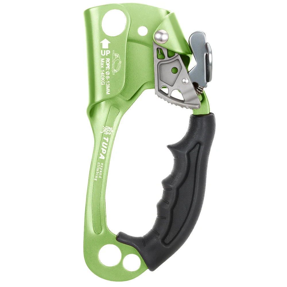 Outdoor Hand Ascender 8-13mm Rope Climber &ndash; Compact Alloy Right Hand Green