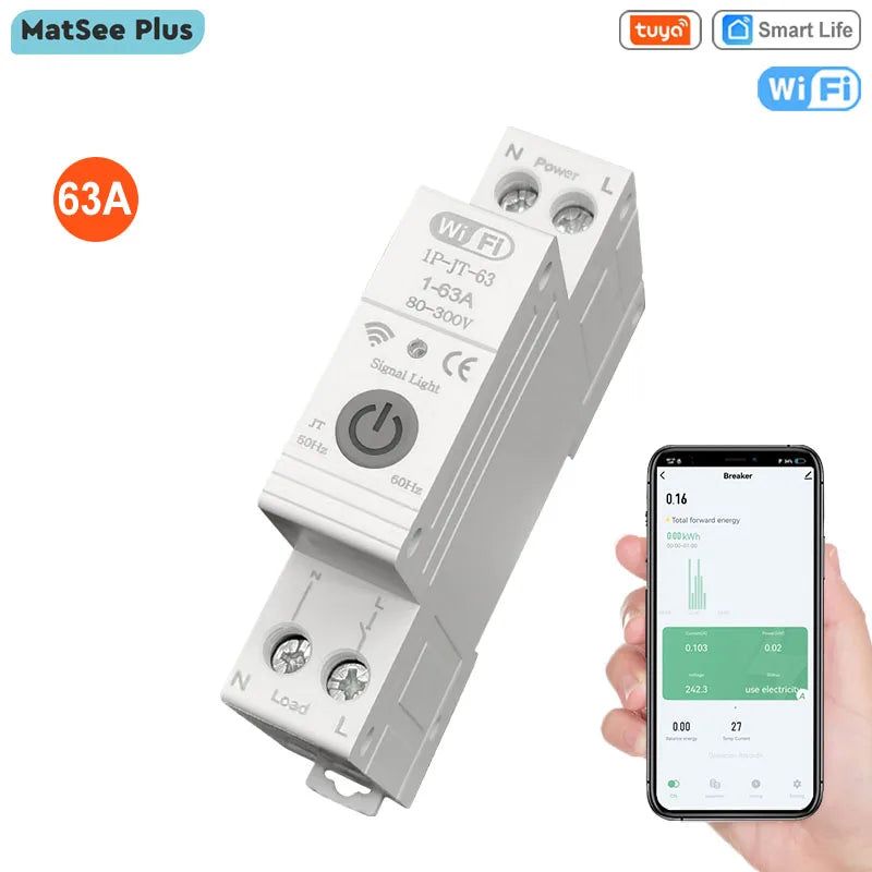 Tuya Smart WiFi/ZigBee Circuit Breaker with Energy Monitoring and Timer