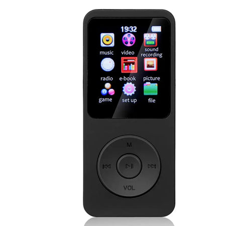 Portable MP3 Player Bluetooth 5.0 Built In Speaker FM Radio Black