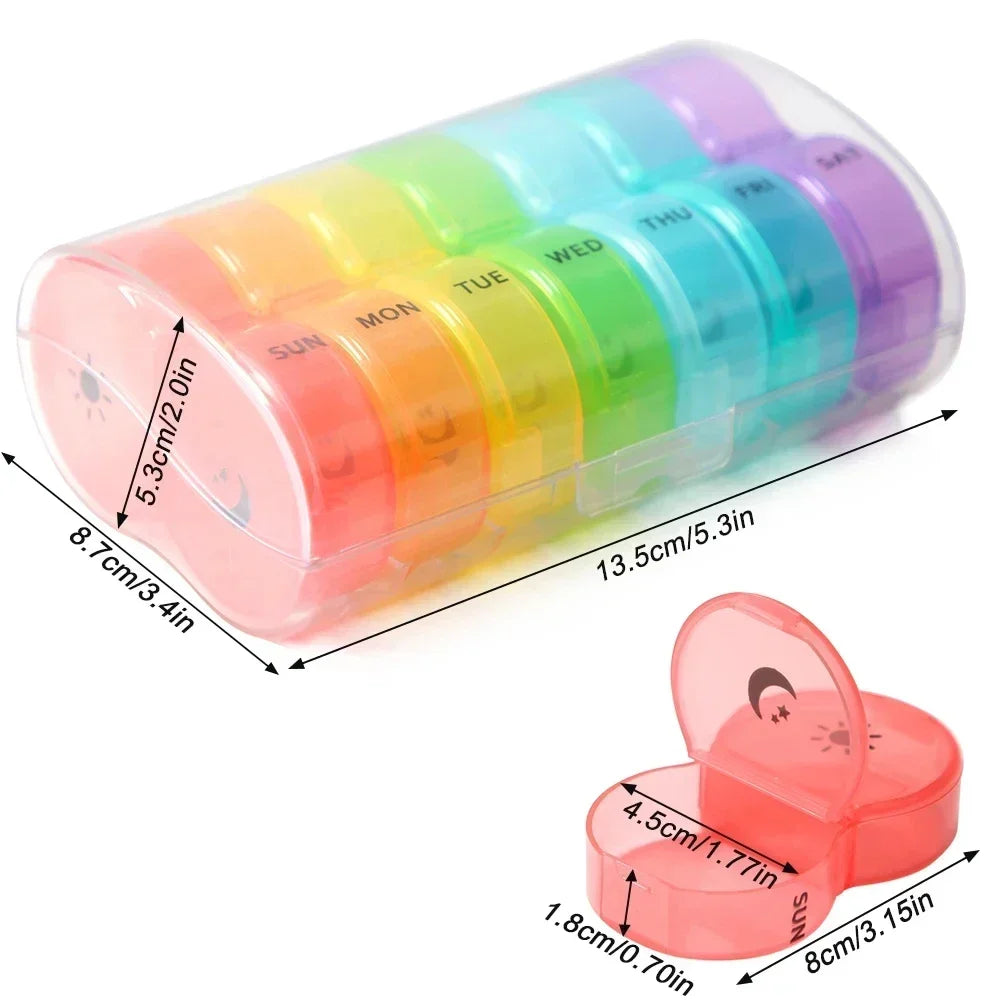 14-Compartment Weekly Pill Organizer for Vitamins, Supplements, and Medicine - BPA-Free, Multi-Purpose Travel Case