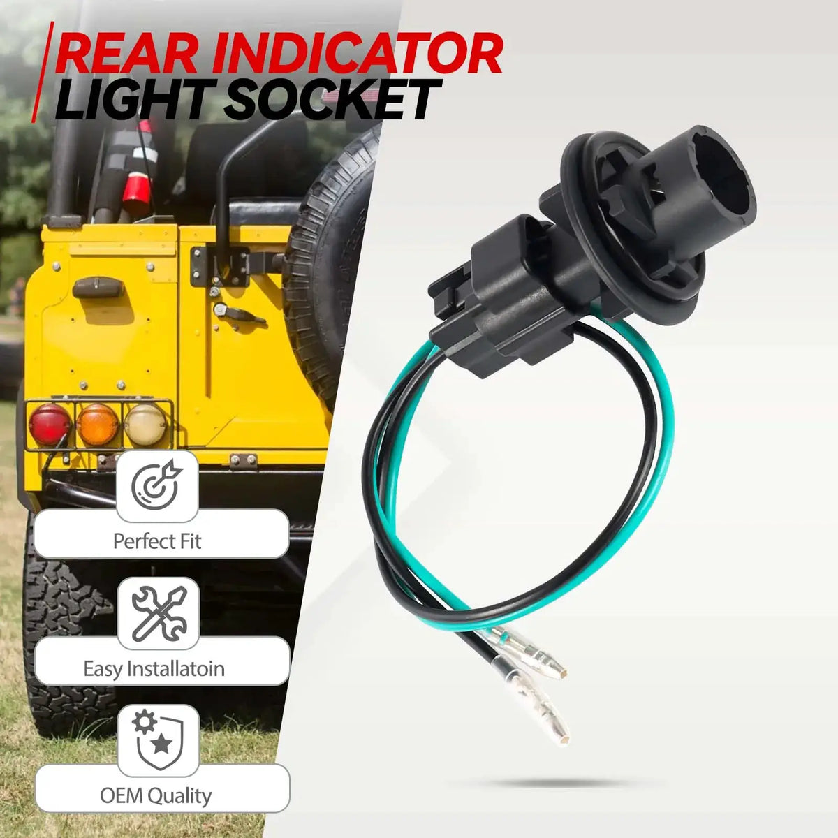 Front Bumper Bulb Socket with Wire Harness for Land Rover Discovery Defender Rear Tail Fog Light Base Connector XBP100180 by InterCyprus Trading Ltd