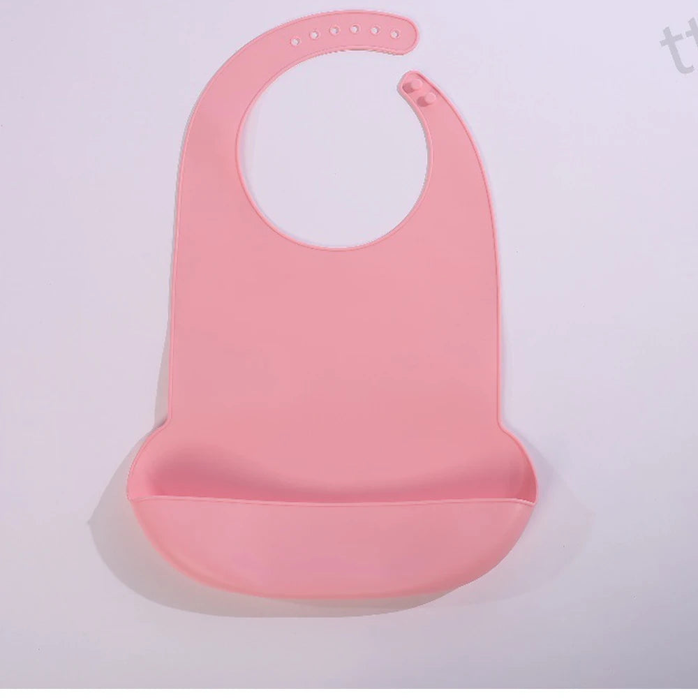 Silicone Baby Bib &ndash; Soft Material for Easy Cleaning big pink
