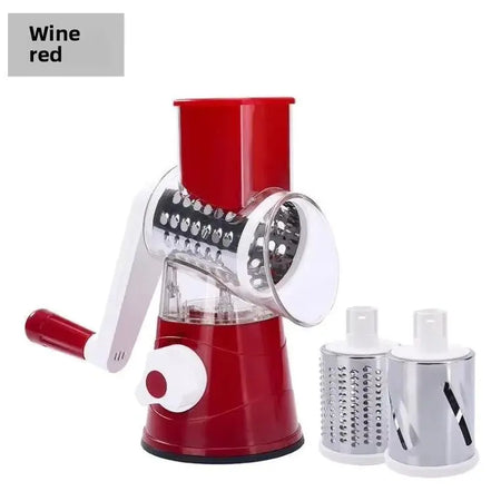 Rotary Vegetable Slicer Cutter Manual &ndash; 3 Sharp Drums Red