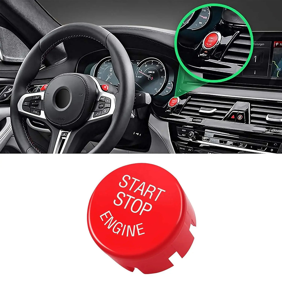 G30 G31 Red Engine Start Stop Switch Push Button Replace Cover for BMW 5 Series G30 G31 by InterCyprus Trading Ltd
